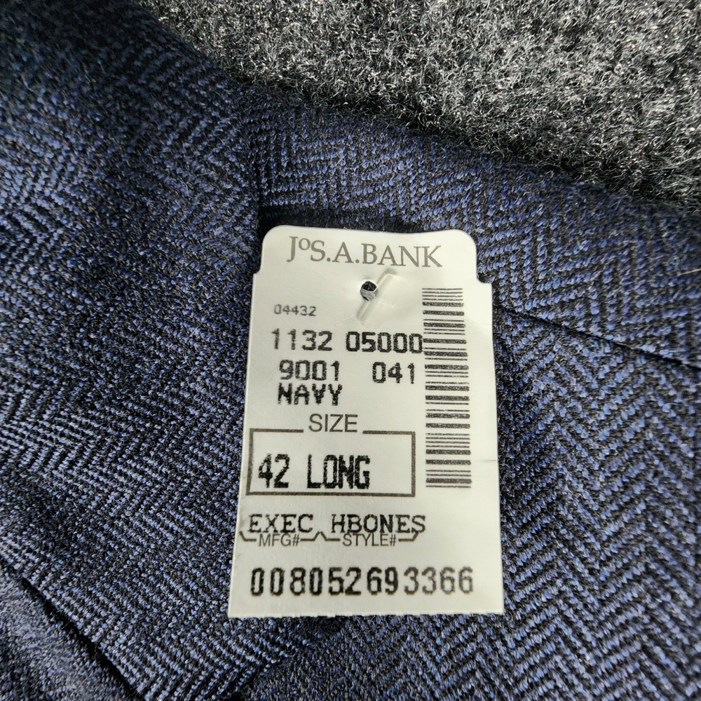 NWT Jos. A. Bank Executive Collection 100% Wool Blazer Mens 42L Navy Herringbone - Picture 3 of 15